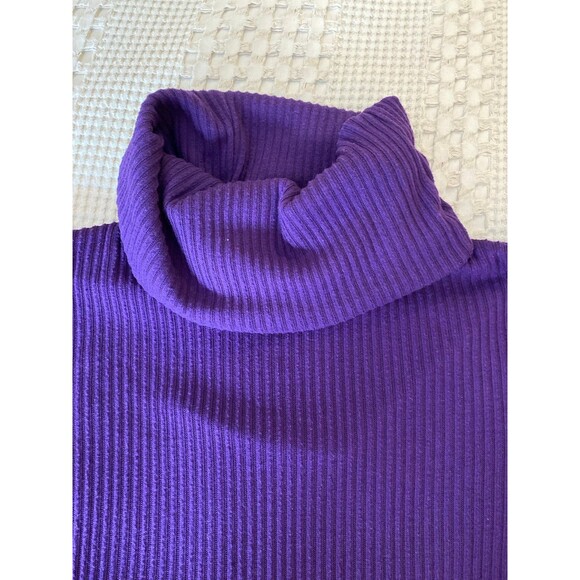 Liz Claiborne Womens Sweater Plus Sz XL Turtleneck Plum Purple Ribbed Fuzzy Knit - Picture 6 of 12